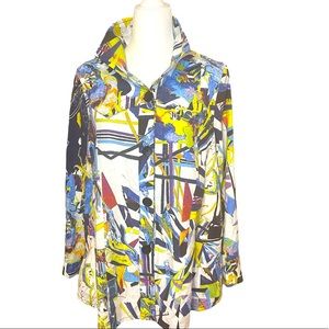 DAMEE NYC - Abstract Watercolor Print Long Sleeve Shirt/Jacket. Size S